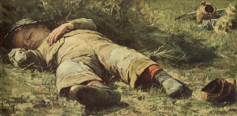 Johan Fredrik Krouthen A asleep boys oil painting image